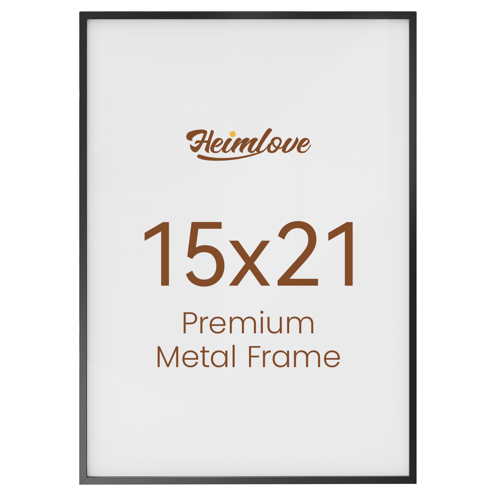 Heimlove 15x21 Metal Picture Frame, Black Aluminum Photo Frames-Real Tempered Glass