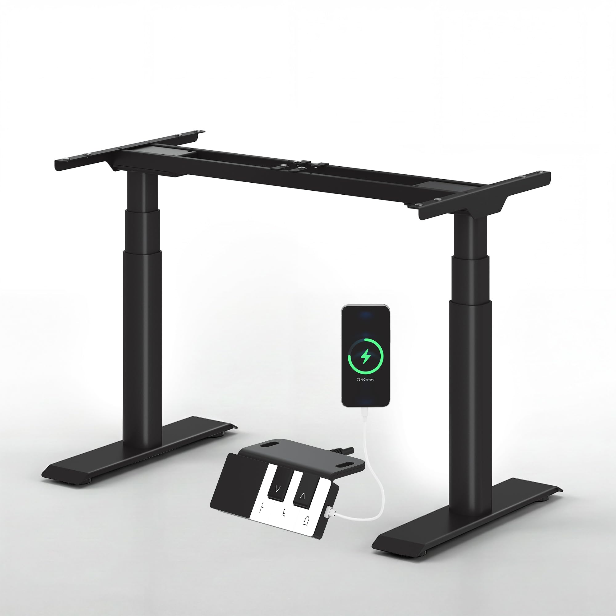 FLEXISPOT CylineX Pro Escritorio Elevable con Doble Motor, Patas de Escritorio Regulable en Altura con Panel de Control Tipo Piano,Carga 200 kg, Sistema Anticolisión, Patas Redondas, Negro