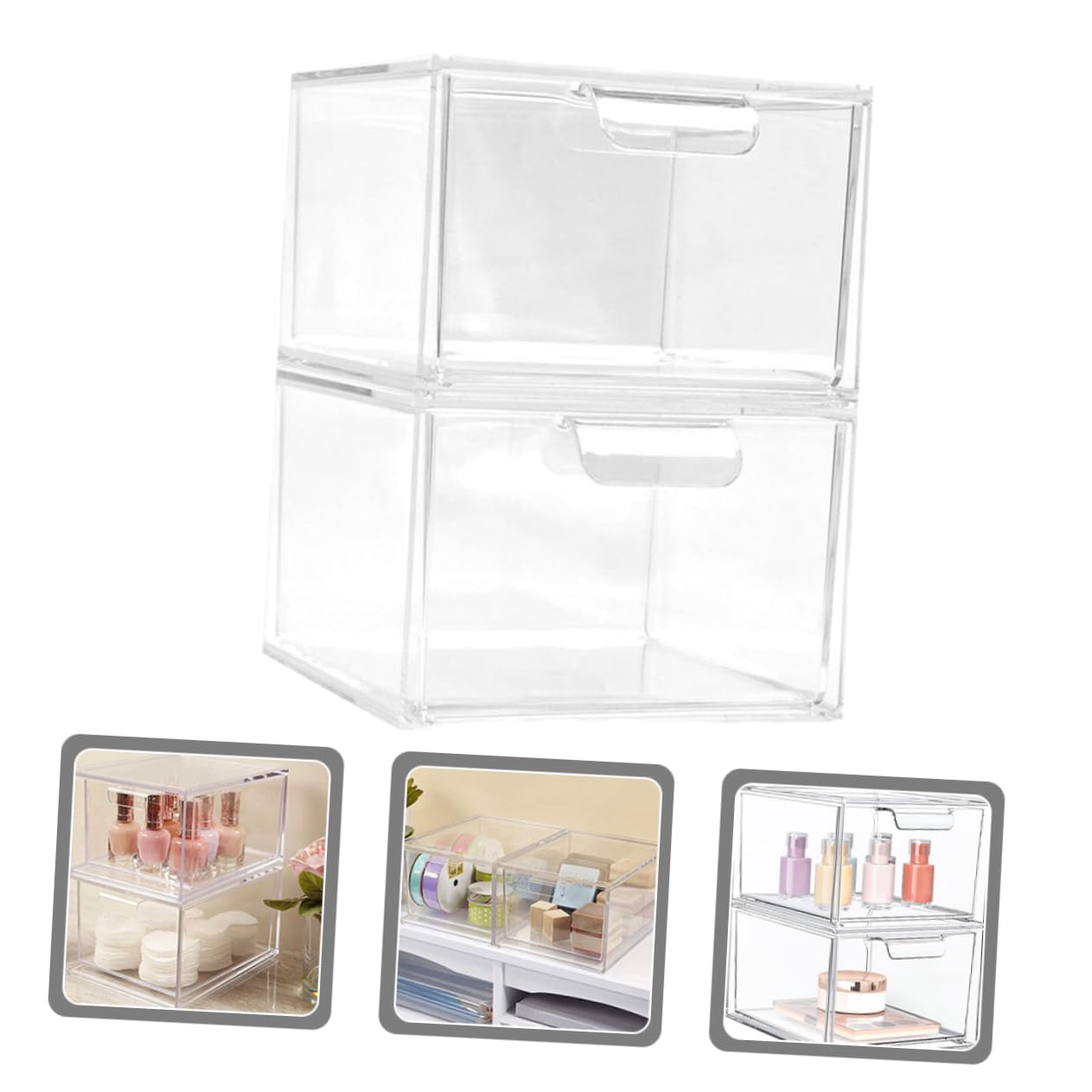Organizador de Cajones de Maquillaje 2 Piezas Plástico Transparente