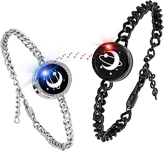 Long Distance Touch Bracelets, Couples Bracelets, Remote Smart Matching Couples Bracelet for Couples Suitable for Long Distance Relationship Girlfriend Boyfriend Passing on Love and Miss Gifts