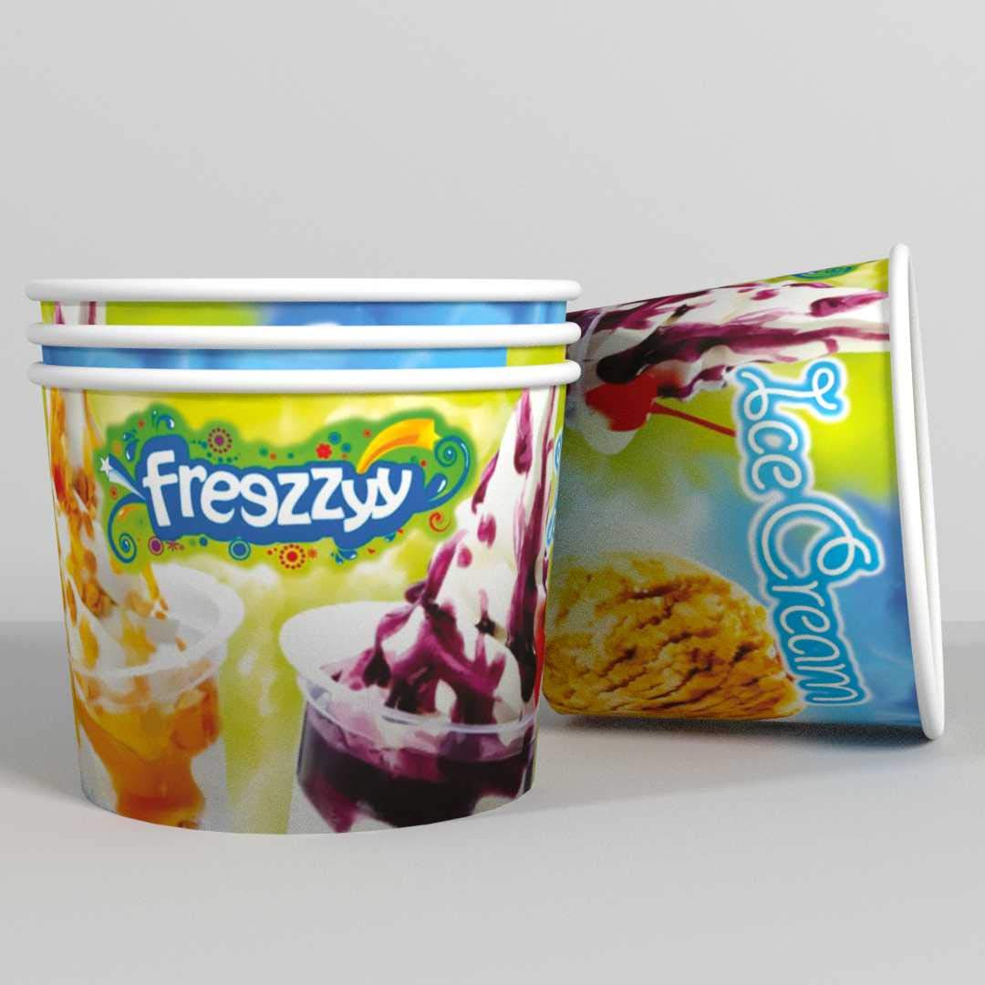 PARICOTT 150ml Ice Cream Paper Cup Design -3 (Pack of 100 Cups)