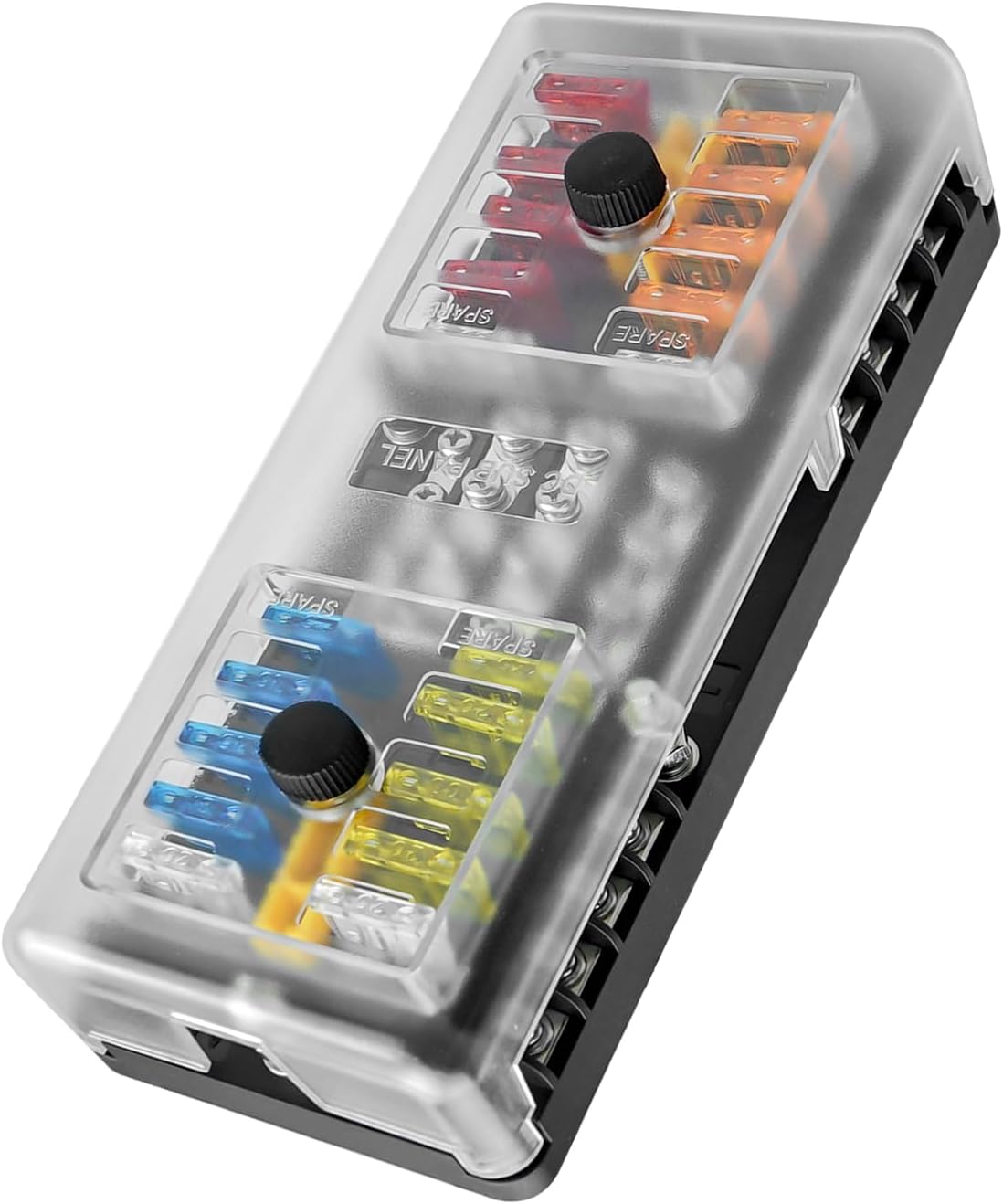 20 Way Fuse Box 16 Circuit Blade Fuse Block, Fuse Holder with Ground and Protection Cover, 12V 24V Blown Fuse DC SUB Panel for Car Boat Automotive Marine Vehicle Yacht Truck Trike RV SUV Ship