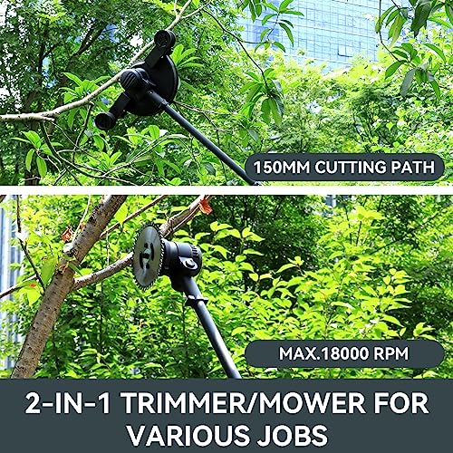 Feete Weed Wacker, 12V 1.5Ah 3-In-1 Li-Ion Cordless String Trimmer W/4 Types Blade, Lightweight Battery Powered Folding String Trimmers, Adjustable Weed Eater For Garden And Yard (Black 12V Battery) #TOP5