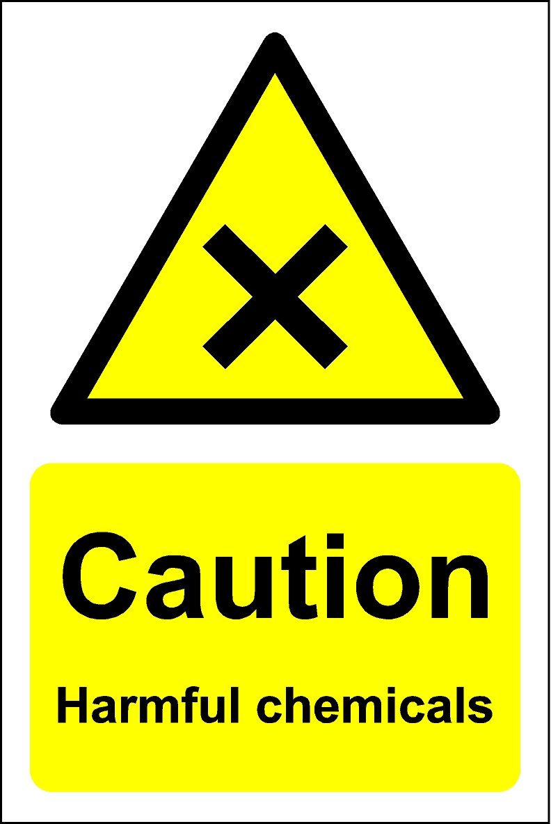 Caution Harmful Chemicals Safety Signs - Self Adhesive Sticker 200mm x 150mm