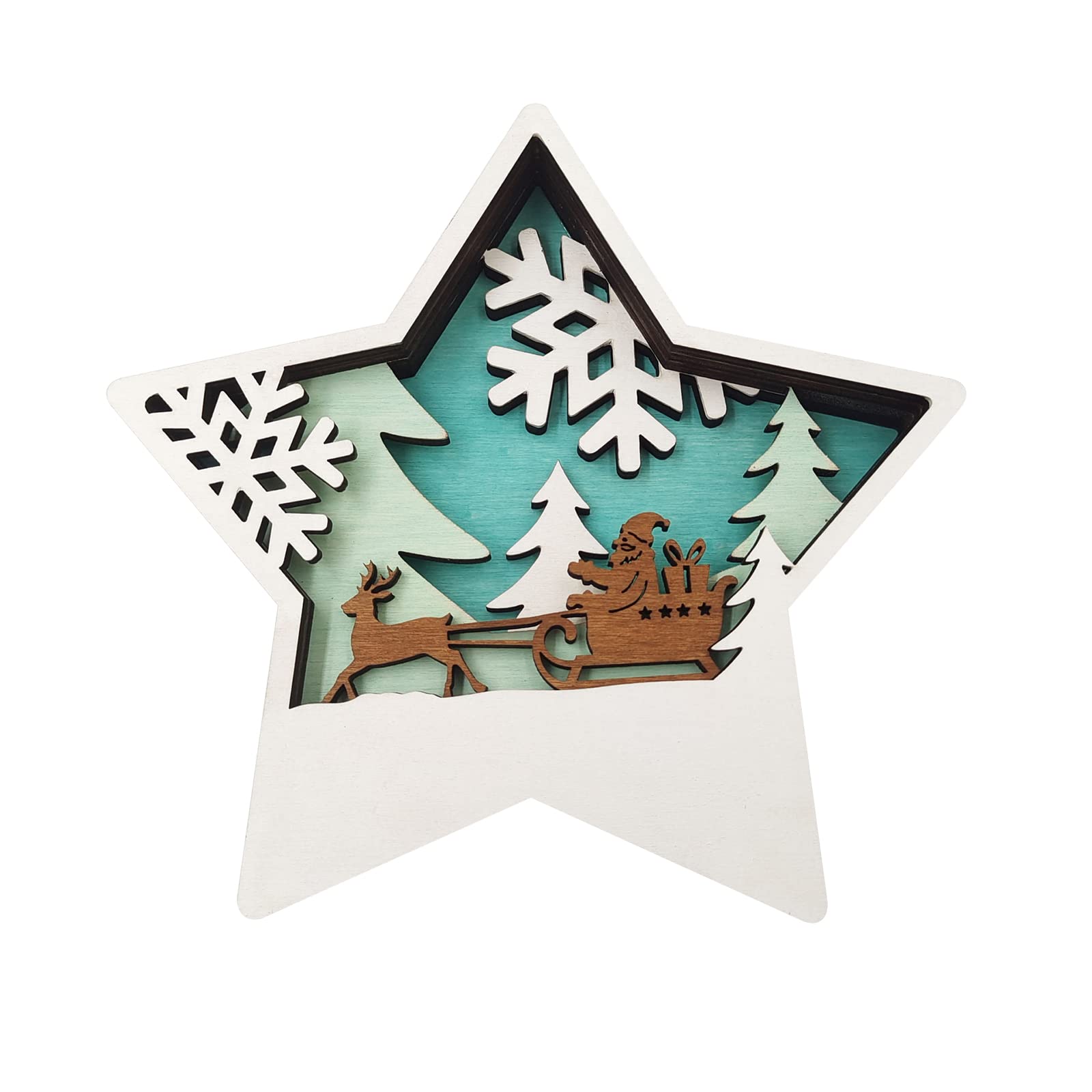 Xinsheinelry Star Christmas Star Table Ornament Elk Snowman Family Farmhouse Table New Year Ornament Santa Bookshelf Ornaments
