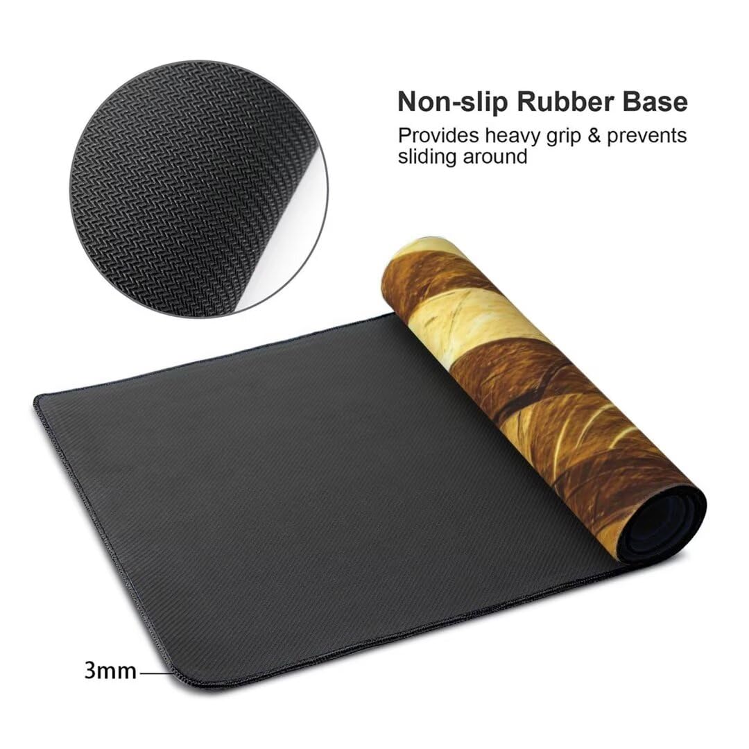 Alfombrilla de ratón 1400x600x3 MM, Alfombrilla Ratón XXL Extendida de Gran Tamaño con Bordes Cosidos, Base de Goma Antideslizante Almohadilla para Teclado, Amarillo Simple S-5837