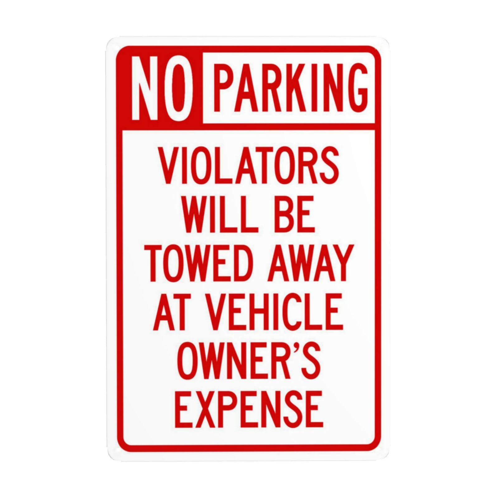 SMAZDFXX No Parking Violators Towed Away At Owner's Expense Metal Warning Signs, Cautions Security Tin Sign, Safety Posted Signs for Street Business Wall Decor 5.5"x8"