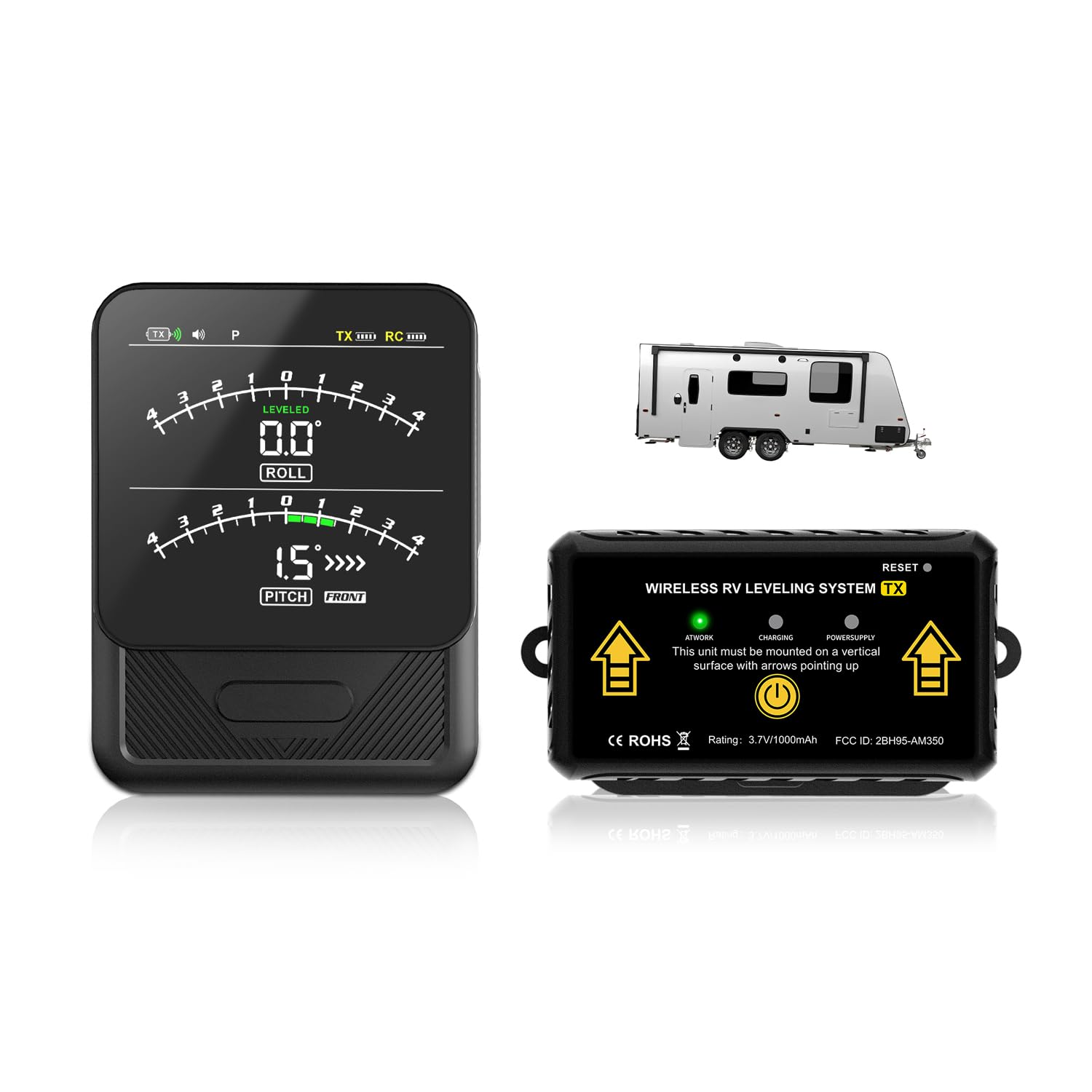 Sistema de nivelación inalámbrico para caravana, sistema de nivelación de cámper, accesorios para caravanas, con pantalla profesional portátil para caravanas, remolques y autocaravanas, fácil de