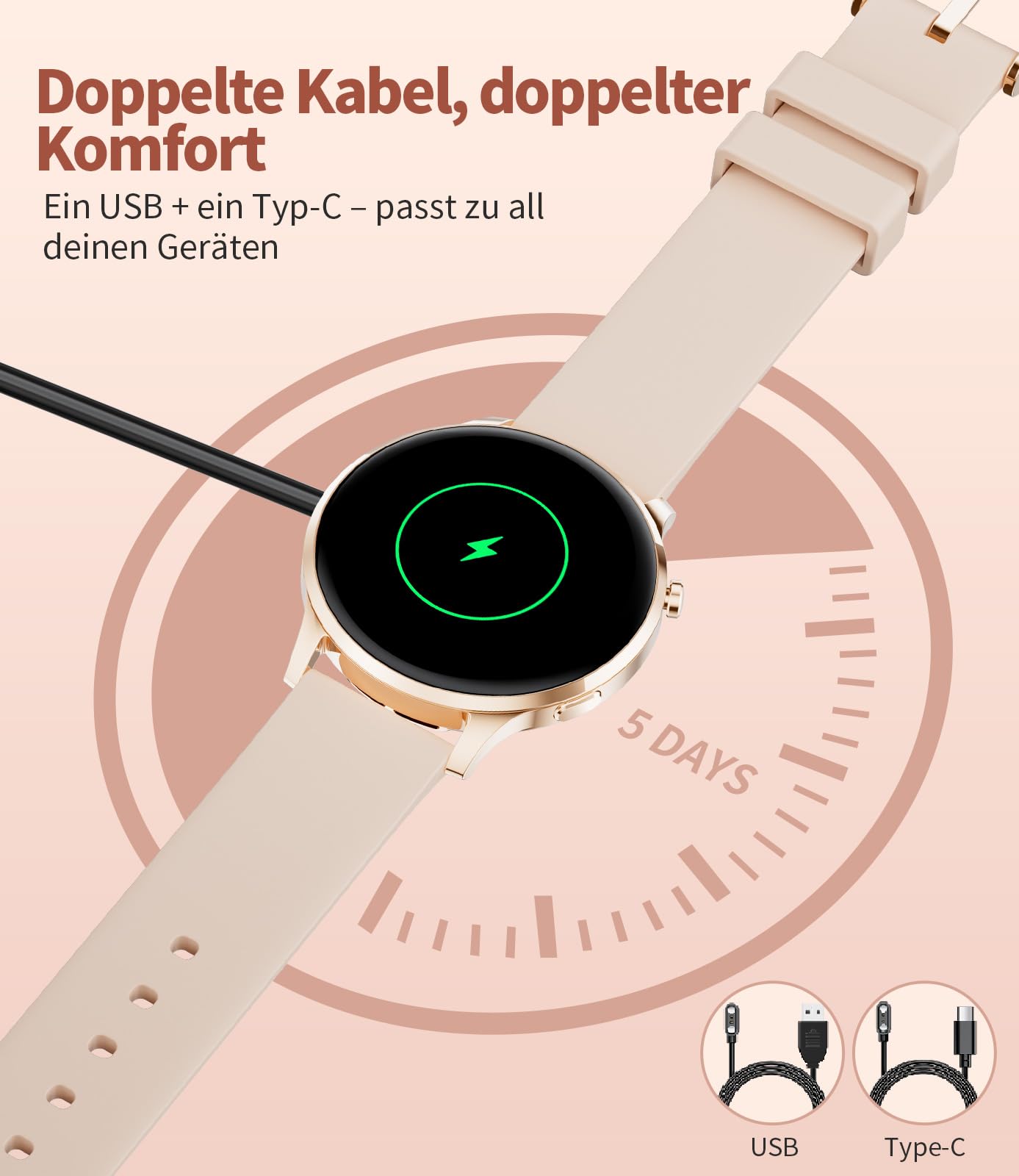 SUNKTA Smartwatch Damen mit Telefonfunktion 7,9mm Dünn 1.32" AMOLED Elegant Edelstahl Smart Watch Frauen für Android iOS,Herzfrequenz,Schlafmonitor,Menstruationszyklus,100+ Sportmodi,Roségold