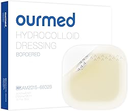 Ourmed 10 x Hydrocolloid Dressings Large 10 x 10 cm Thickness 1.2 mm Adhesive Surface Waterproof Patches for Light Exudated Wounds Blisters Acne Surface Supply Wounds
