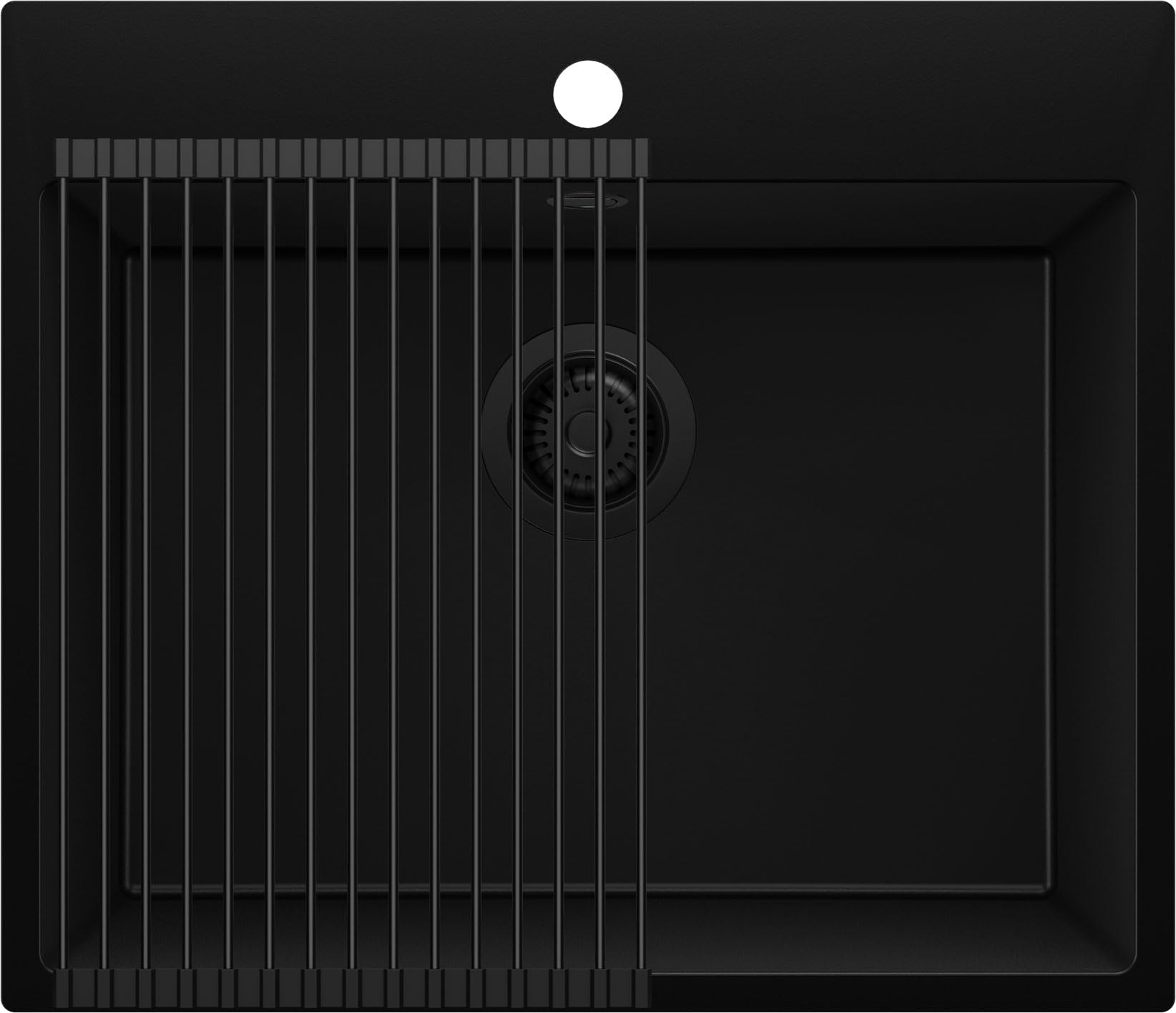 Évier cuisine granit noir 58x50 lavabo 1 bac encastrable 60cm