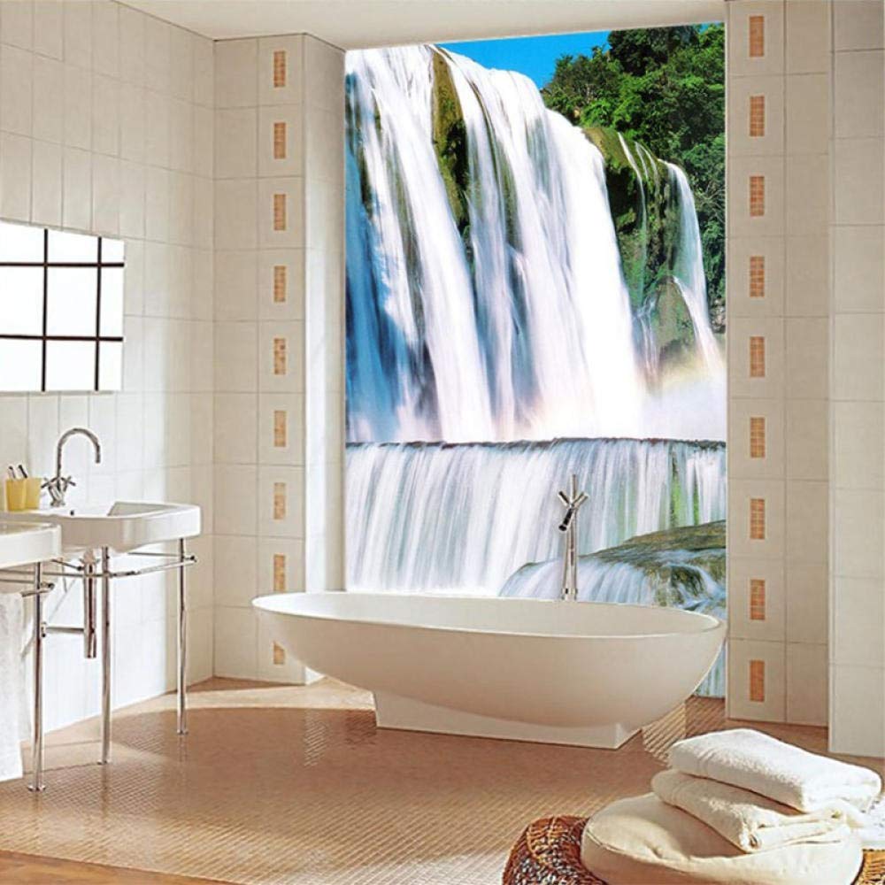 Papel Tapiz Mural De Baño Autoadhesivo Personalizado 3D Cascadas Bañera Pegatina De Pared Pvc Impermeable Decoración Del Hogar Papel Tapiz Fotográfico 3D,250(W)*175(H)Cm