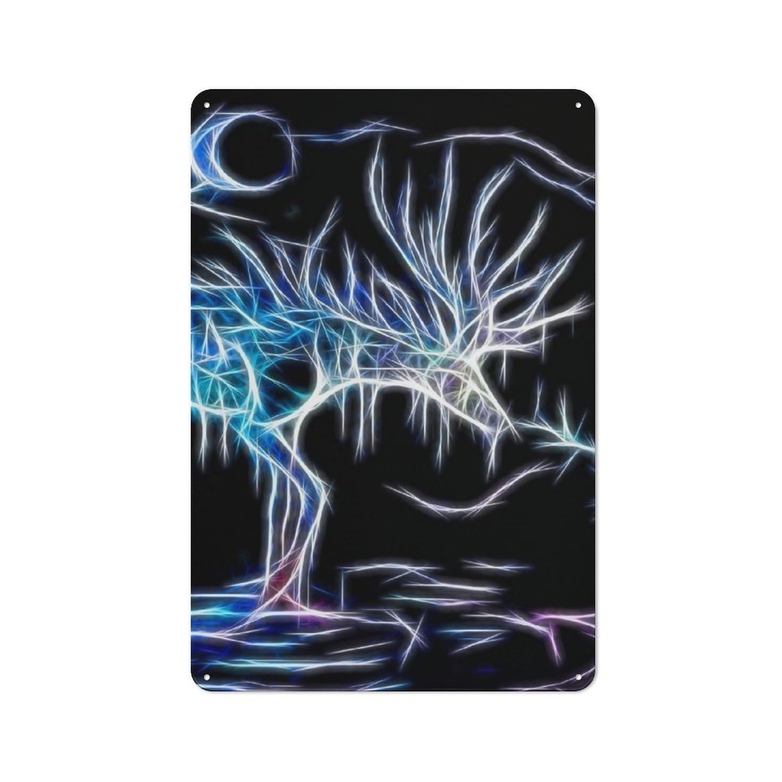 Junmoney Deer At Night Tin Wall Plaque 30X20cm With For Café Or Home Bar, For Themed Room Decoration, For Living Room And Hallway Decor