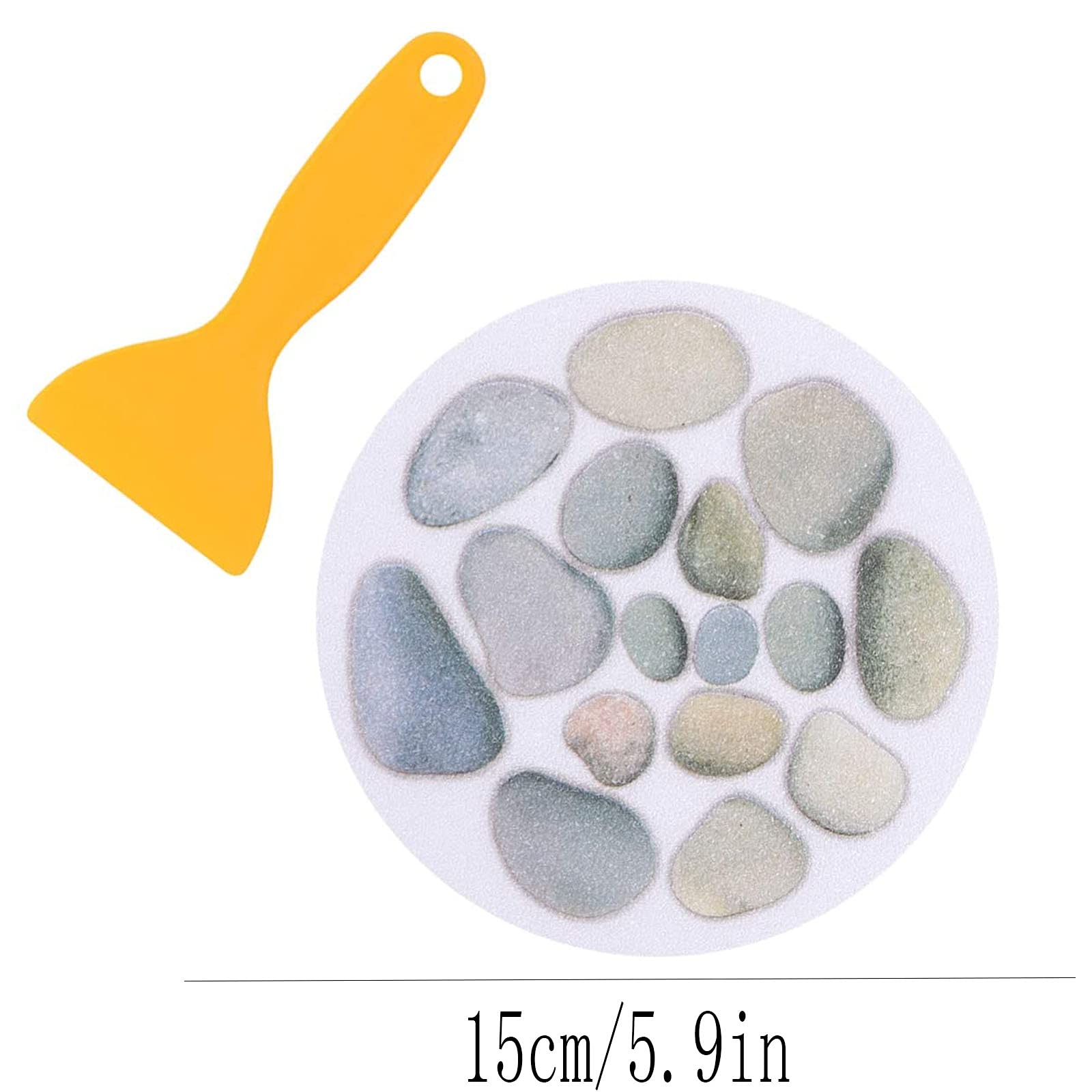8 sztuk okrągłych naklejek na wannę, samoprzylepne, antypoślizgowe, średnica 15 cm, wzór kamienia, do wanny, łazienki, łazienki, na podłogę, ze skrobakiem