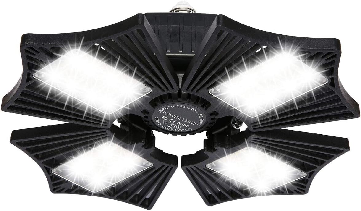 🔥 Crazy Deals LED Garage Light, 150W Garage Lighting, 15000LM 6000K Daylight High Bay Deformable LED Garage Ceiling Lights with 4 Adjustable Leaf, LED Shop Lights for Garage Basement Workshop Black Friday - 40% OFF LED Garage Light, 150W Garage Lighting, 15000LM 6000K Daylight High Bay Deformable LED Garage Ceiling Lights with 4 Adjustable Leaf, LED Shop Lights for Garage Basement Workshop
