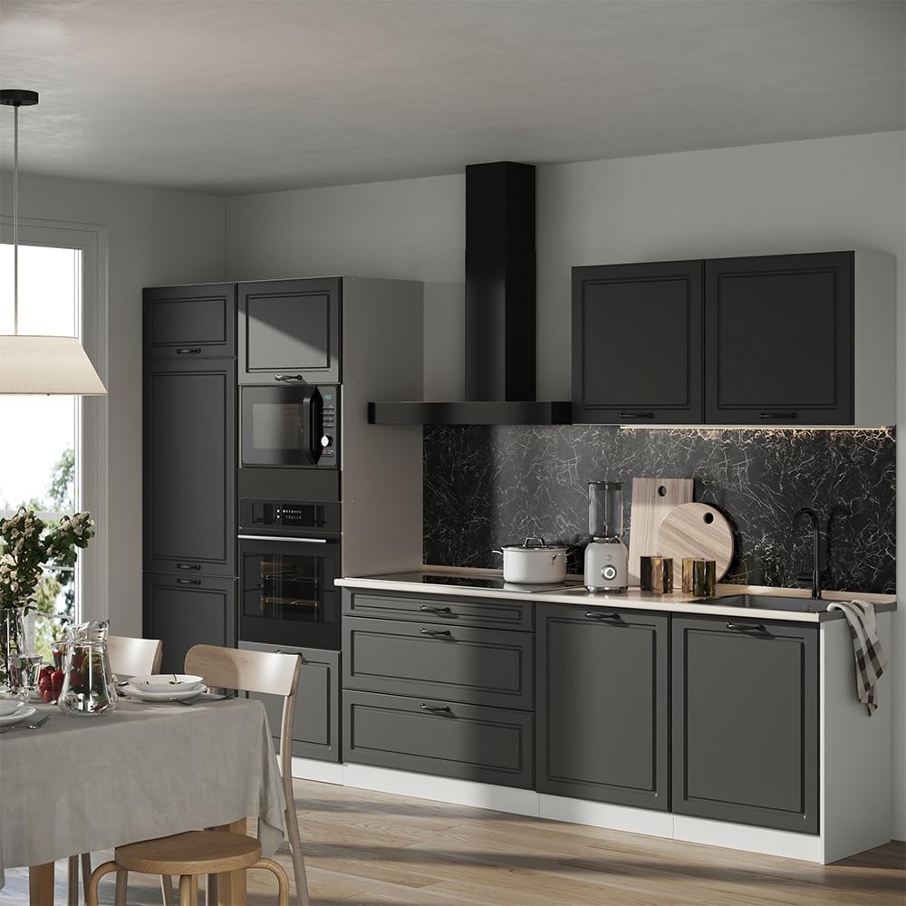 Vicco Zabudowa kuchenna "R-Line", Antracyt wiejski/Biały 340 cm
