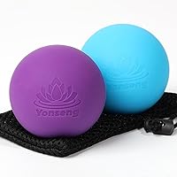 Yonseng Yoga Massage Balls (2 Pack, Blue & Purple) - Lacrosse Balls for Myofascial Release, Trigger Point Therapy & Deep Tissue Massage