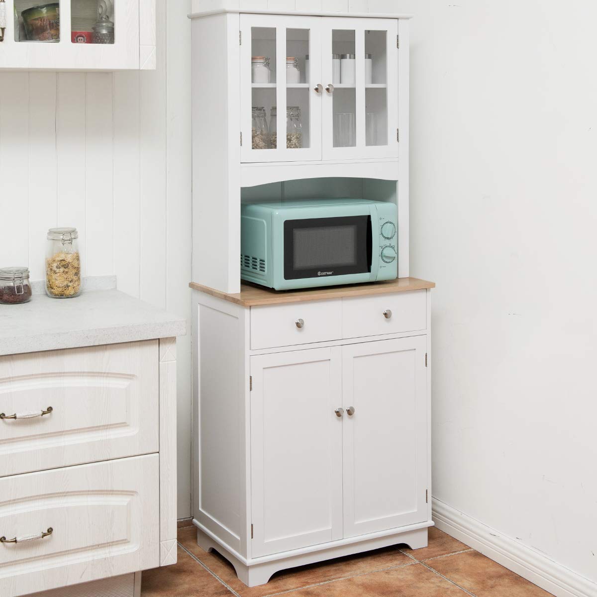 Buy Giantex Buffet Sideboard, Wood Server with Hutch, Kitchen Pantry