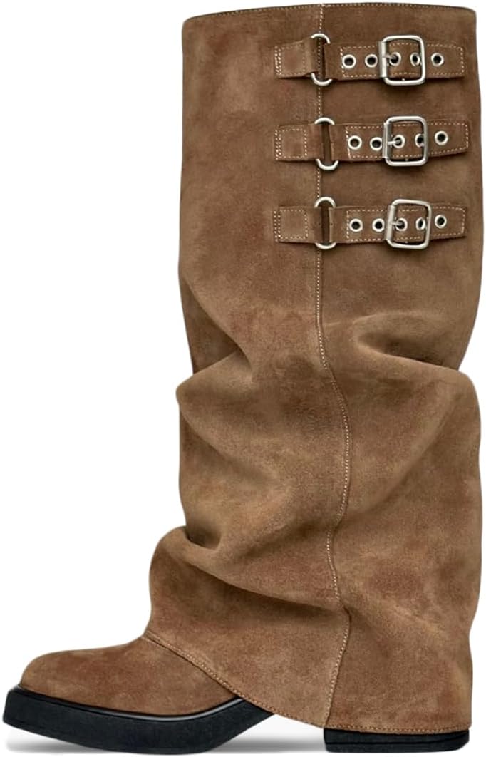 Knee High Boots Women - Slouchy Fold Over Style