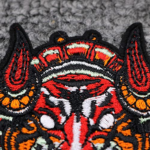 Chinese Monster Lion Mask Patch Embroidered Applique Badge Iron On Sew On Emblem #TOP3