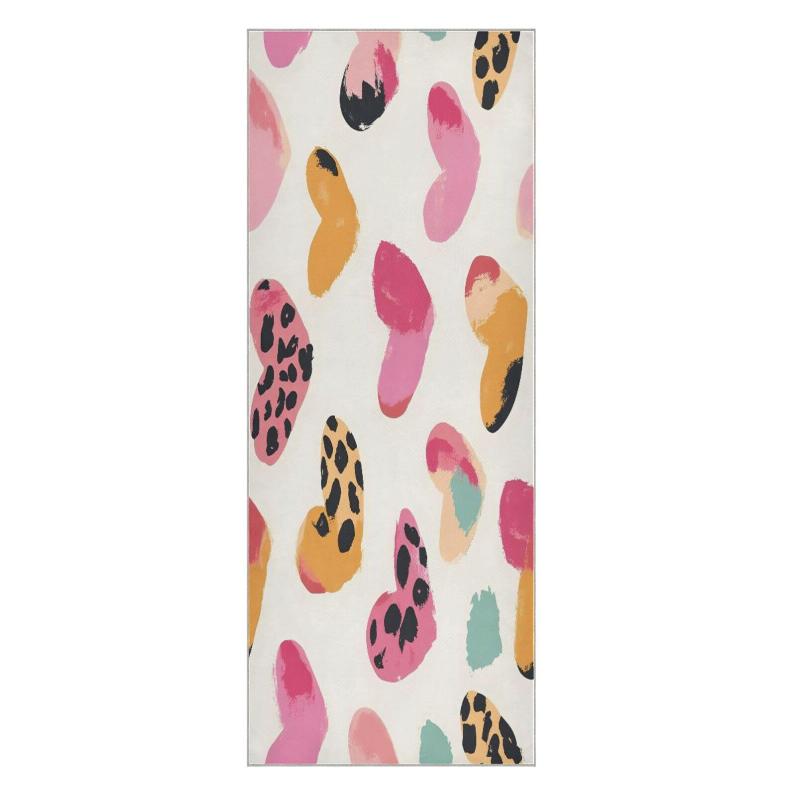 GUIJI Leopard Print Heart Portable Yoga Towel Microfiber Yoga Sweat Towel Absorbent Non Slip Yoga Mat Towel for Hot Yoga, Pilates Workout Fitness