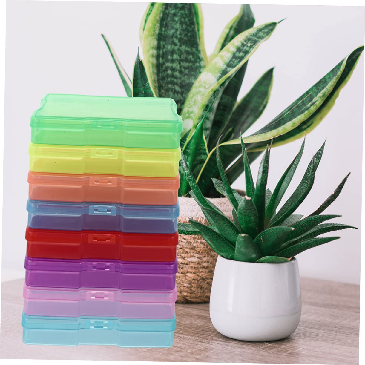 Housoutil Boîtes de Rangement en Plastique Amovibles Lot de 10 Couleur Aléatoire Design Simple et Généreux pour Photos et Cartes Postales pour Bureau ou Étagère