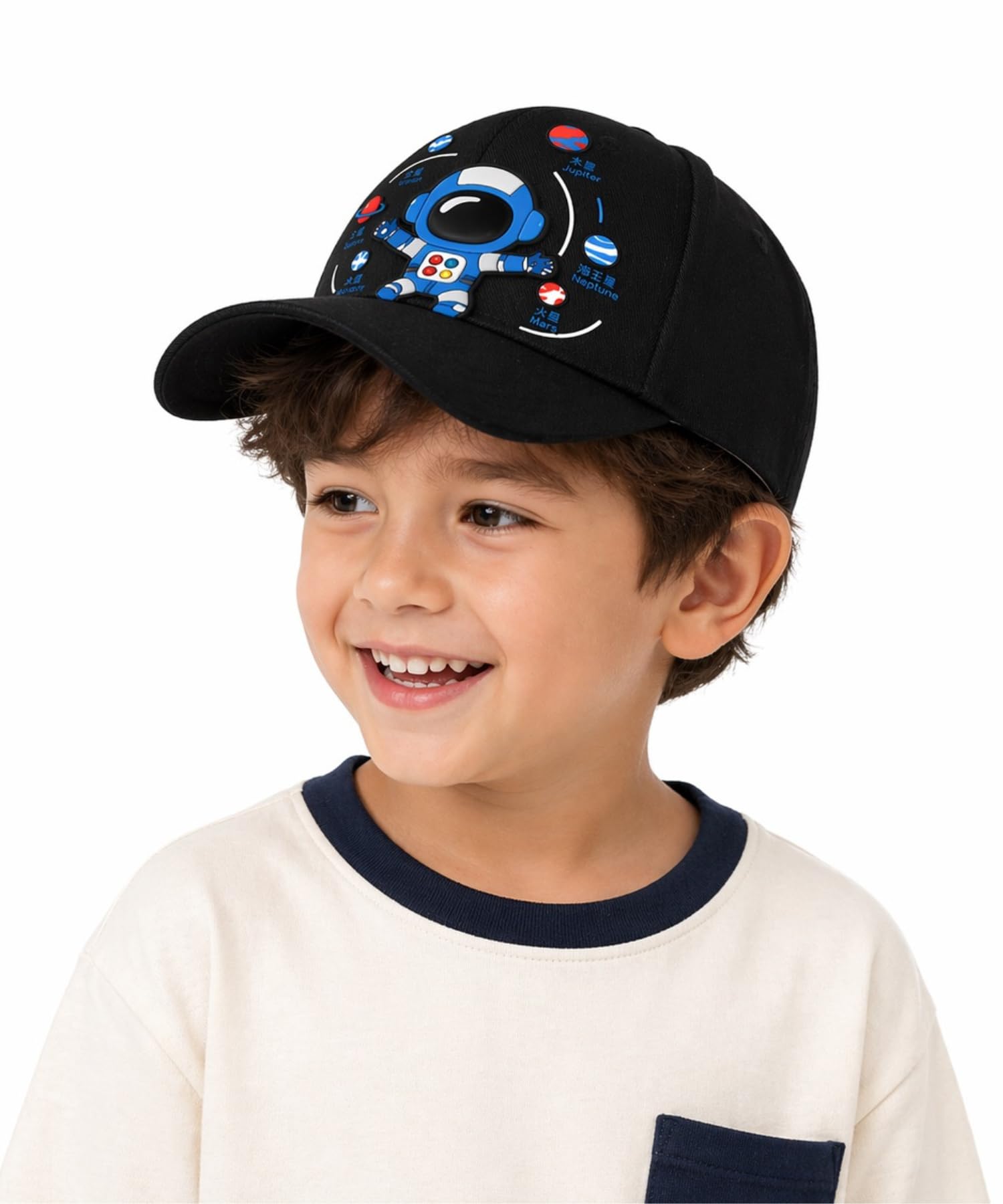 Kids Astronaut Space Cap for Boys & Girls | 3D Rubber Astronaut Patch | Solar System Planets Print | Educational Science Hat | Sun Protection Baseball Cap | Adjustable Fit 2-8 Years-picture-16