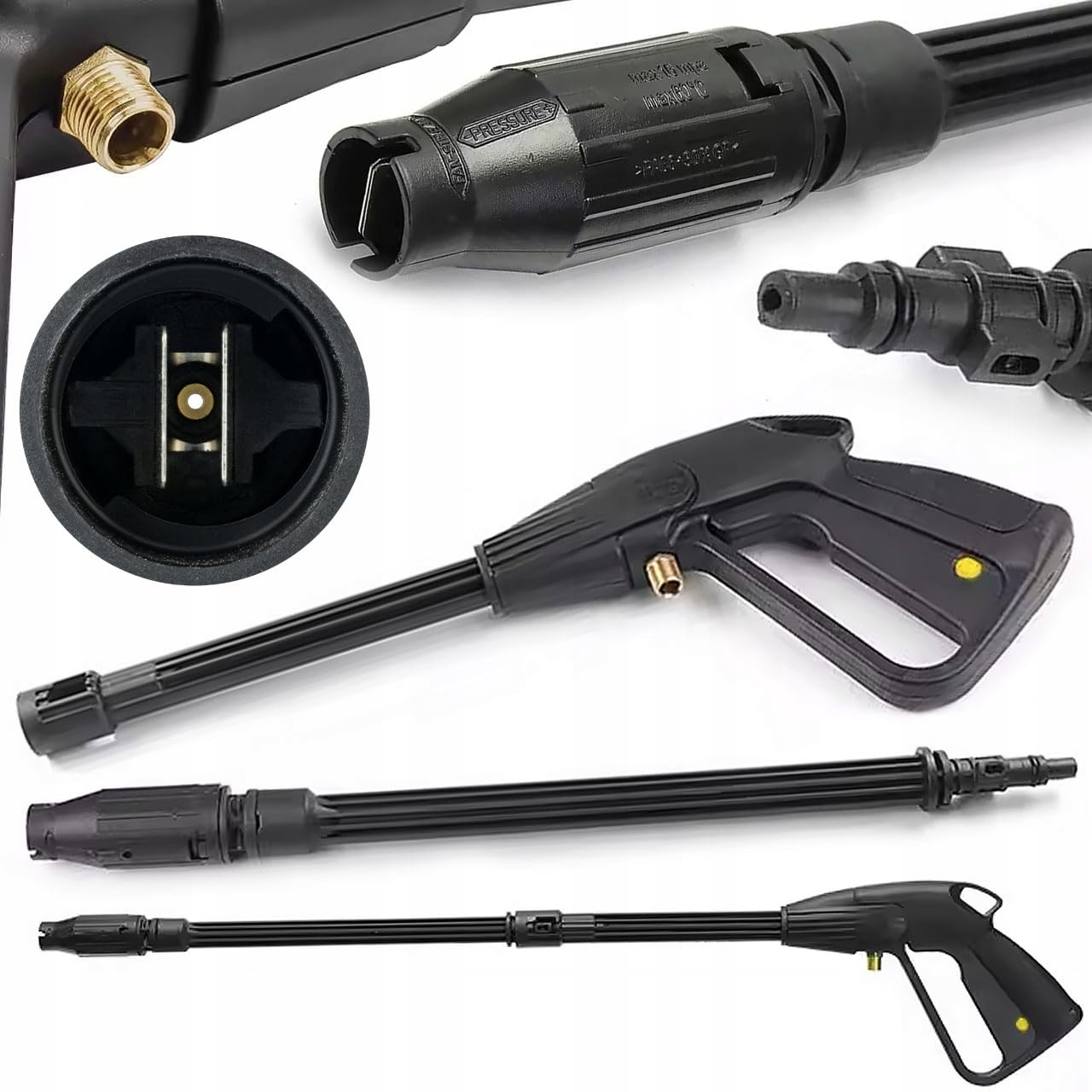 Rosfix Pistola de alta presión con lanza 40 cm – Casquillo M14, plástico resistente, boquilla ajustable | Repuesto para hidrolimpiadora Kärcher K2-K7, Bosch, Lavor | Accesorio de lavado