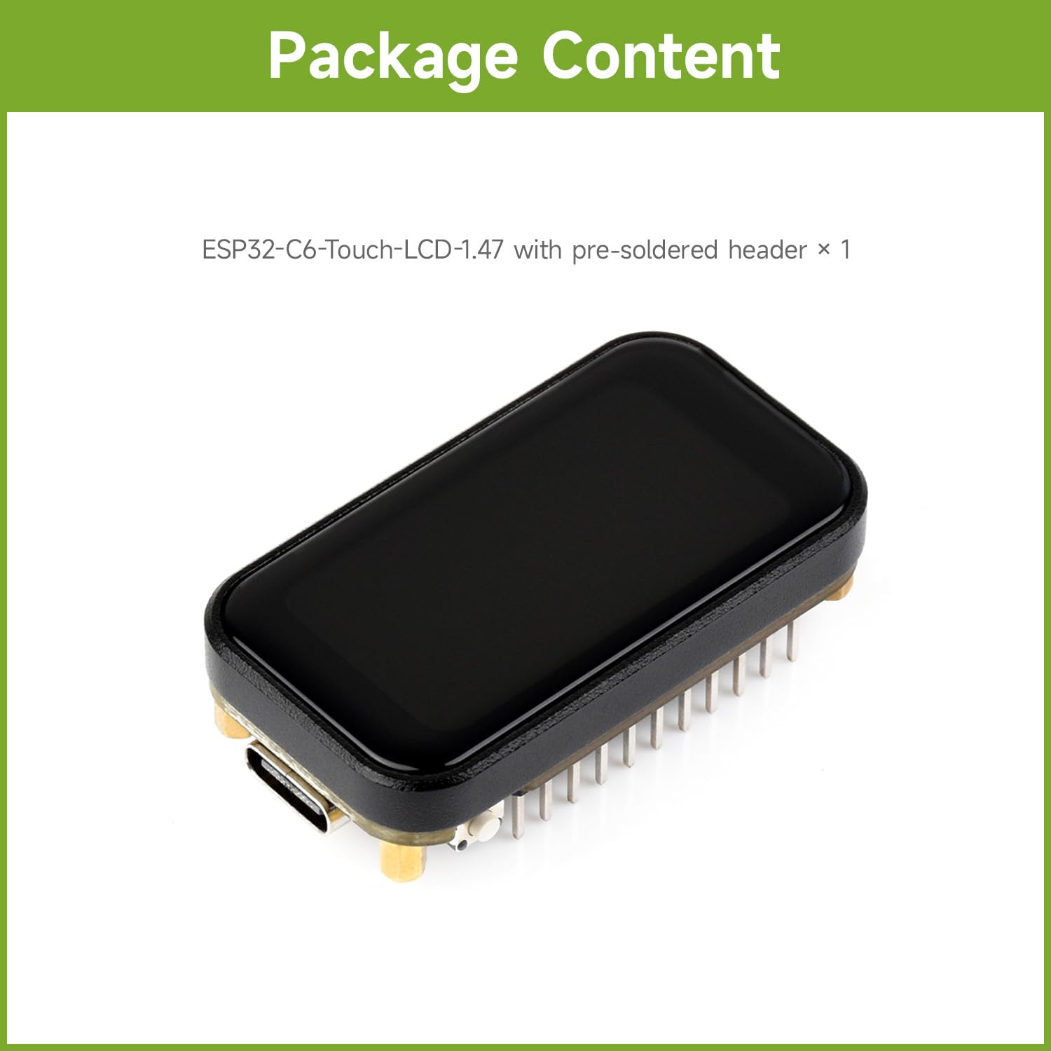 Waveshare ESP32-C6 1.47inch Touch Display Development Board(with pinheader), 172x320 Resolution, 262K Display Color, Supports Wi-Fi 6 / BLE 5, 160MHz RISC-V Processor