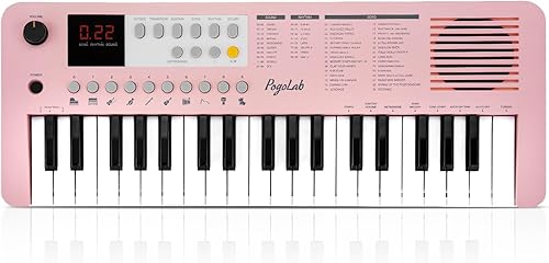 Miniatura 1 de POGOLAB Piano de teclado pequeño de 37 teclas, mini teclado portátil con función de transposición y octava, con pantalla LED y altavoz integrado,