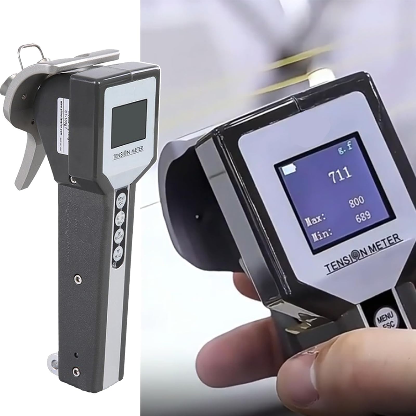 Medidor De Tensión De Correa Portátil, Herramienta De Medición De Tensión, Rango De Tensión De 1 a 1000 G/m² Y Capacidad para Almacenar 200 Grupos De Datos De Medición, para Correas Y Líneas.