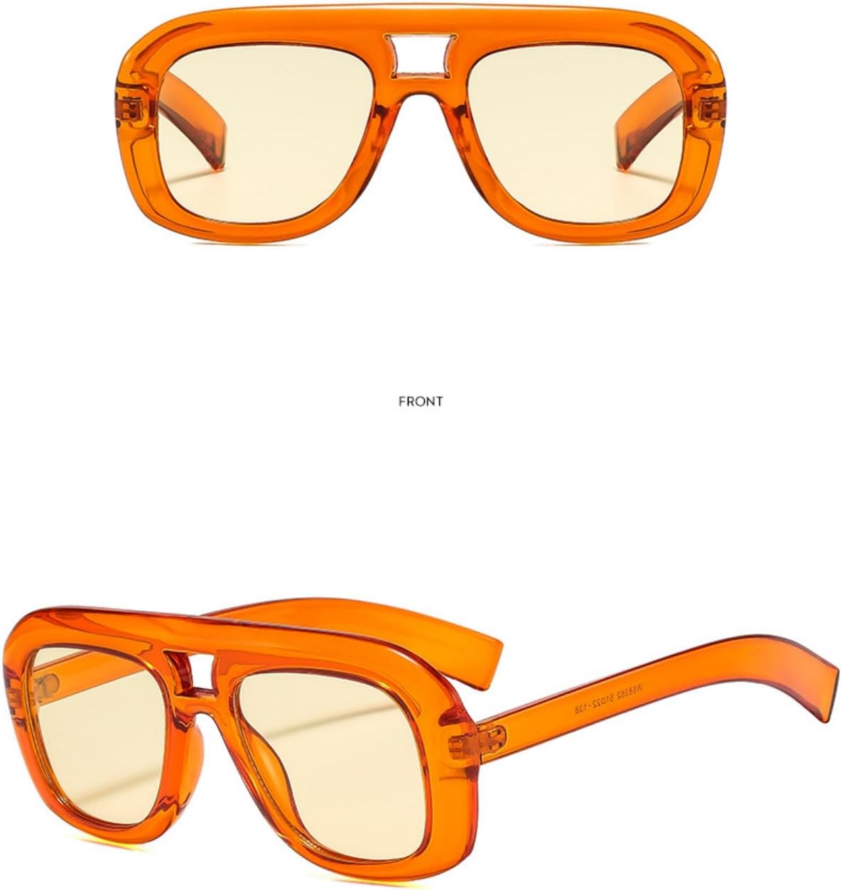 Trendy Square Aviator Sunglasses for Women Men Flat Top Thick Frame 70s Oversized Sun Glasses Orange Shades