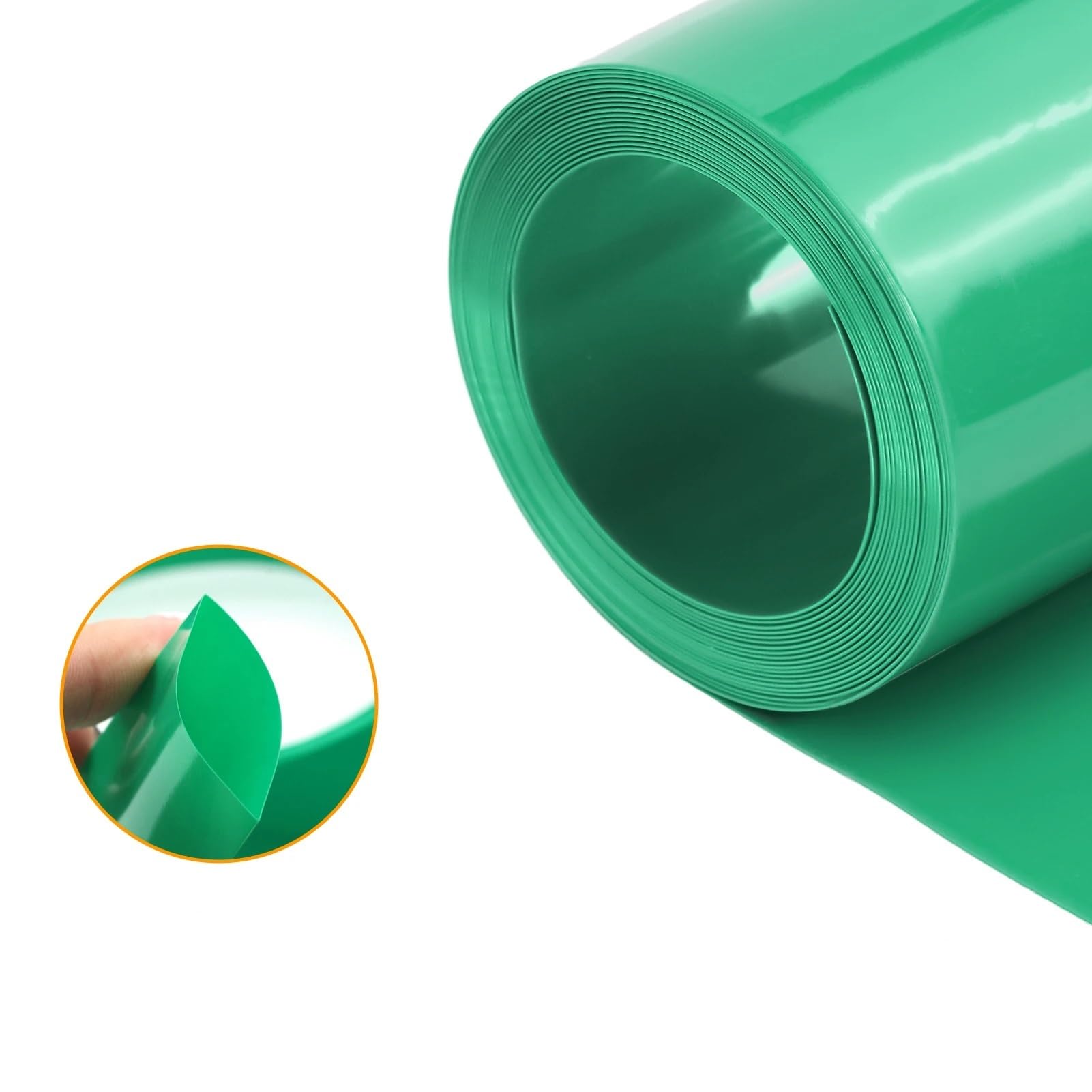 Gaine thermorétractable en PVC for batterie au lithium, largeur plate 7-330 mm, manchon de câble vert, 1-20 m(Width 50mm Dia 32mm,20 meters)
