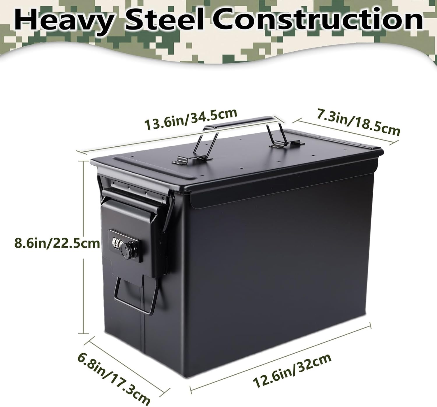 Ammo Can&Ammo Box, Fireproof & Waterproof Metal Storage Box - Perfect for Ammo, Lithium Batteries & RC Car Batteries