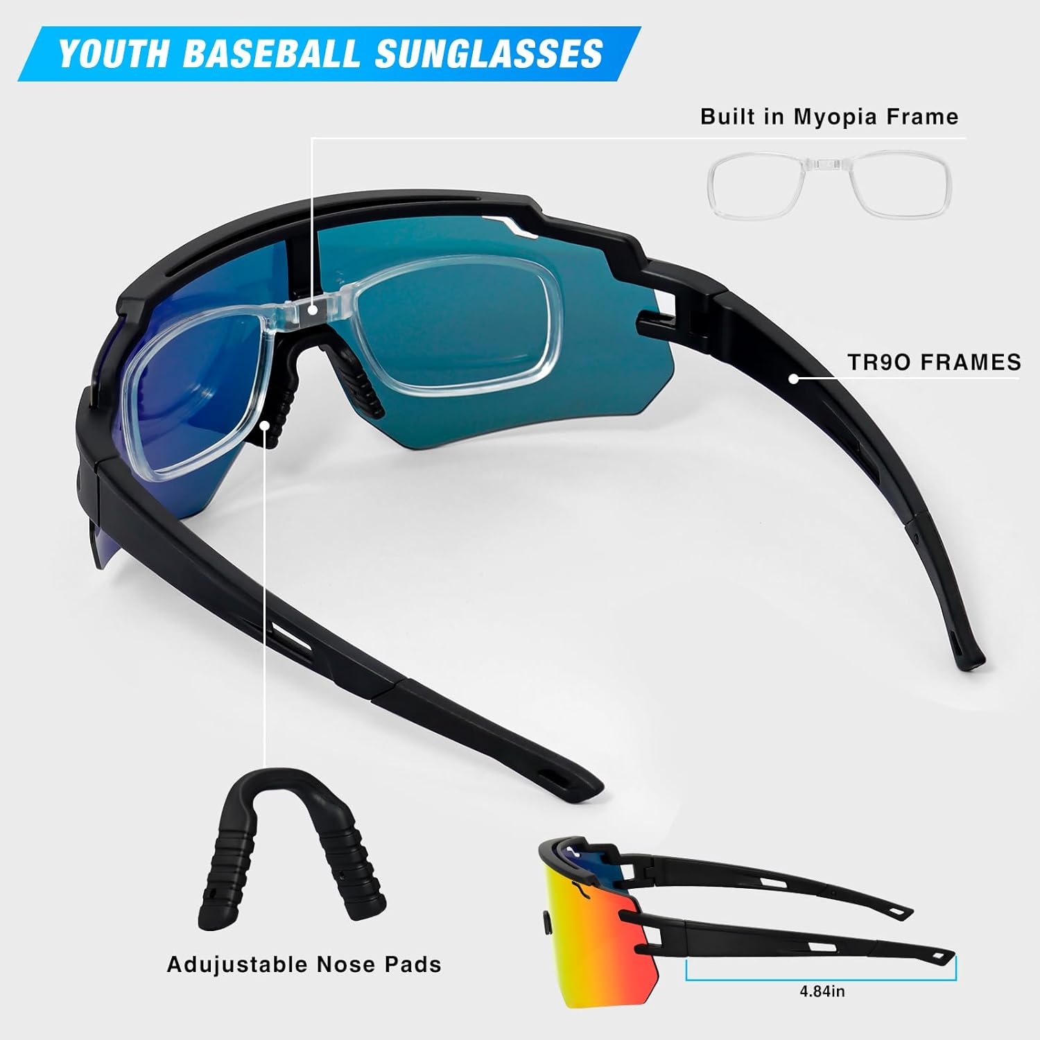 FMY Baseball Glasses Polarized Sports Sunglasses for Men Women, UV400 Protection for Cycling Running Softball Glasses - Image 5