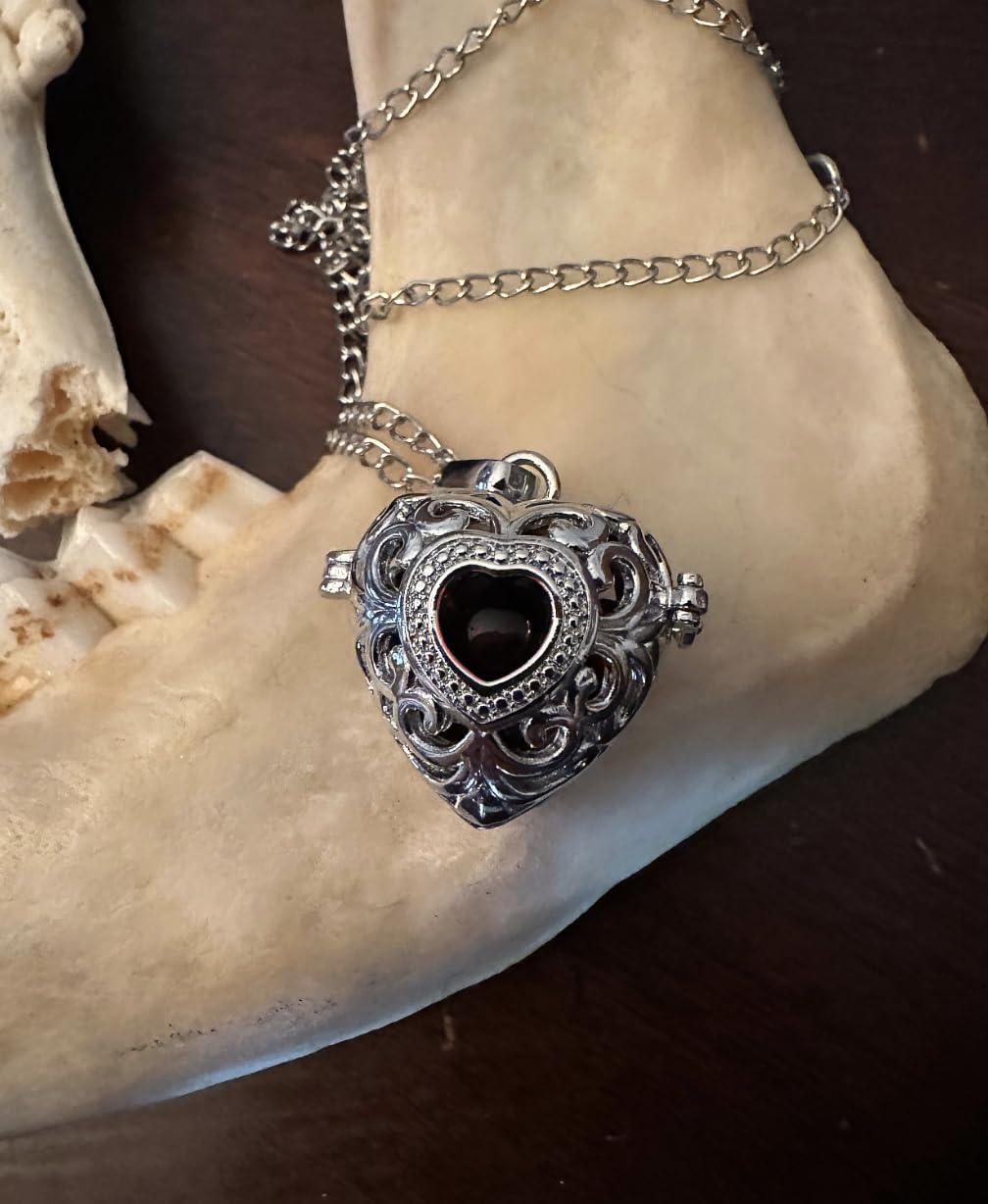 Heart Locket Victorian style - BloodVial Necklace & Anticoagulant - 32 inch Necklace BloodBond love forever