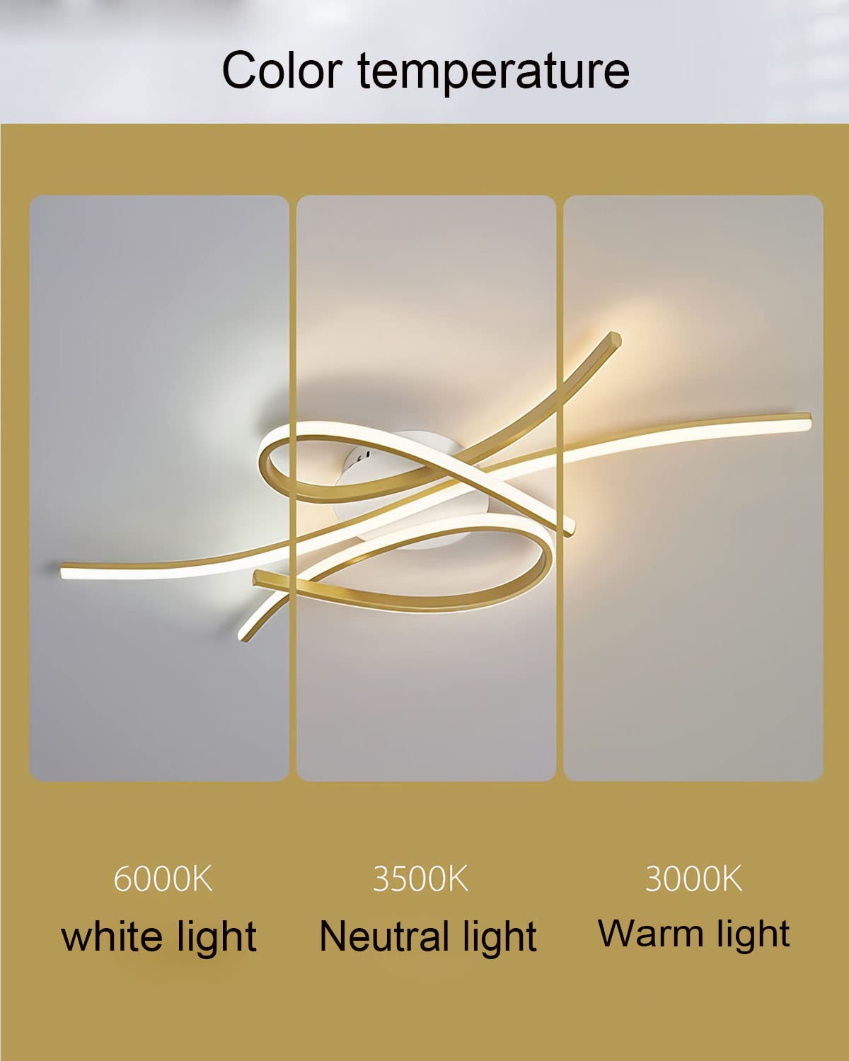 LED Deckenleuchte Dimmbar Deckenlampe Modern Wohnzimmerlampe Schlafzimmerlampe Decke mit Fernbedienung Innen Design Deckenbeleuchtung für Wohnzimmer Küche Arbeitszimmer Büro (Schwarz, 100CM)