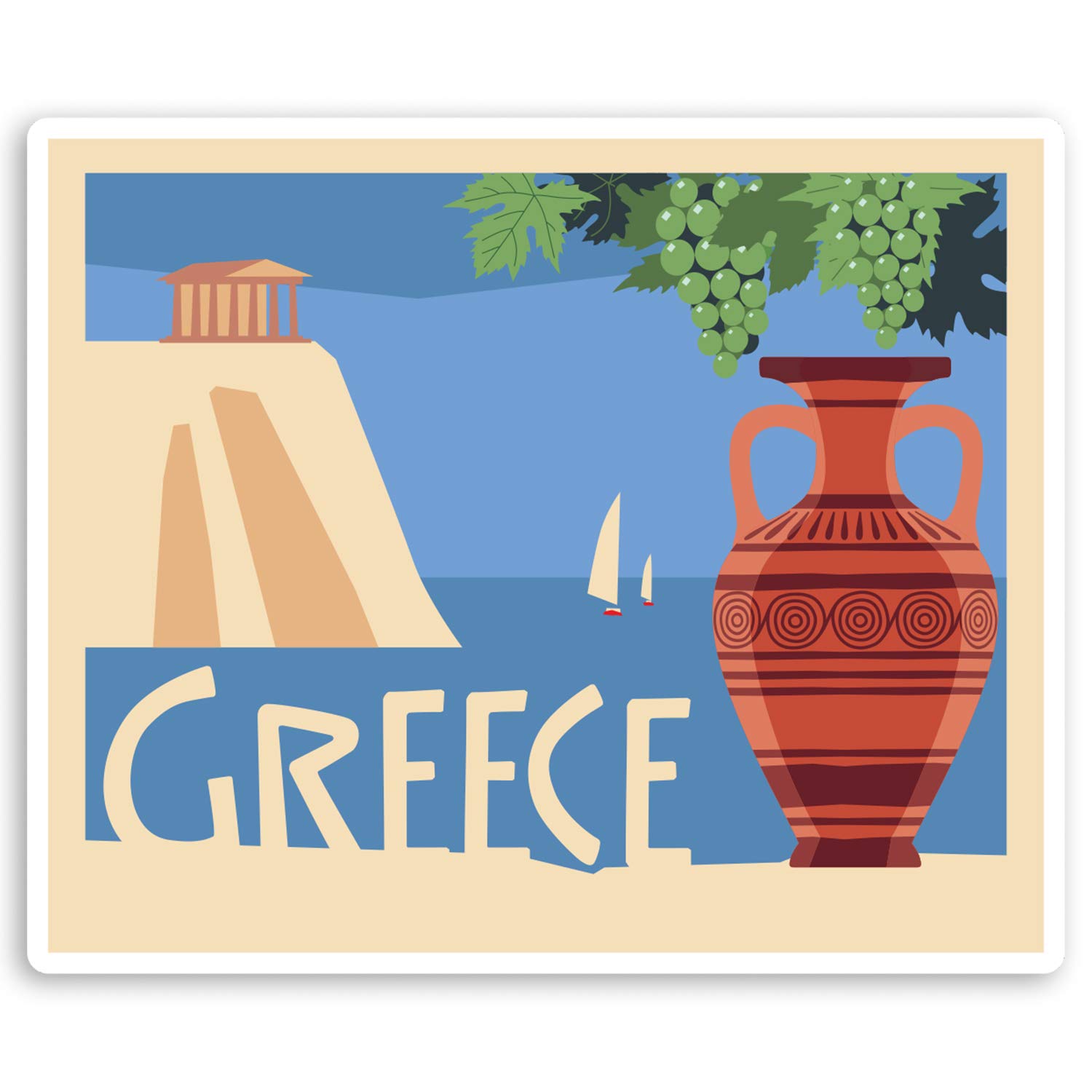 Destination Vinyl Ltd Multi 2 X 10Cm Ancient Greece Vinyl Stickers - Travel Greek Luggage Sticker #20941 (10Cm Wide)