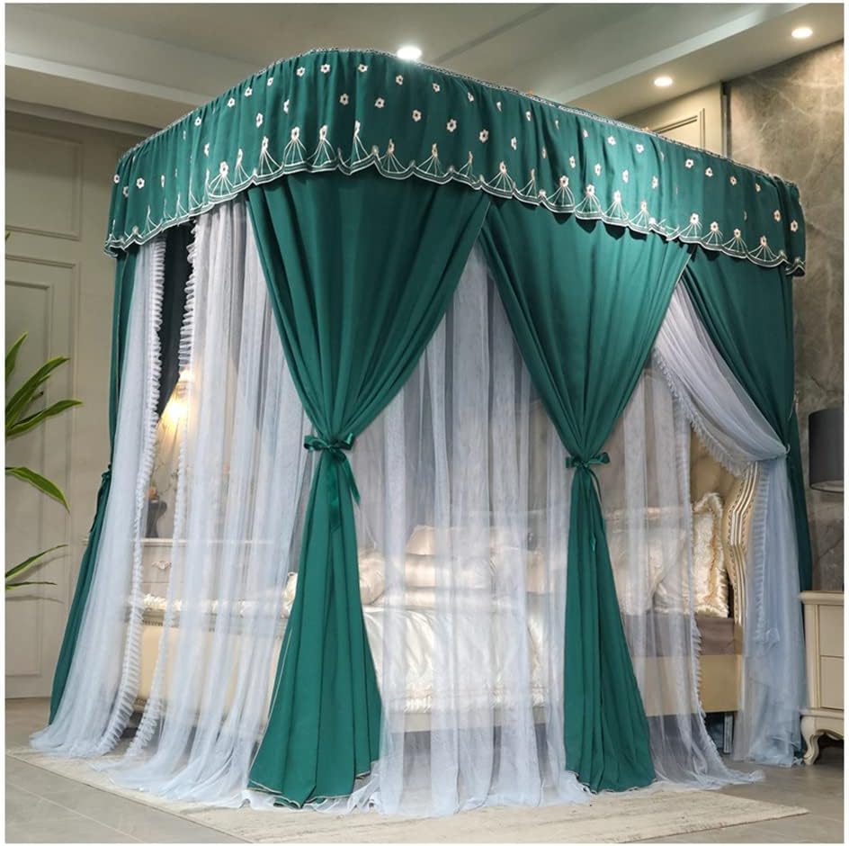 Bed Canopy U-Shaped Princess Tent, Floor-Standing Mosquito Net with Stand, Double-Layered Veil, Windproof and Dustproof (Color : A3, Size : 180x220x210cm)