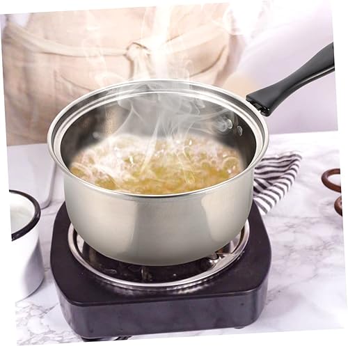 Miniatura 5 de 1 juego de olla de leche de acero inoxidable con mango largo antiadherente cacerola de cocción para calentamiento rápido para sopa de leche y pasta,