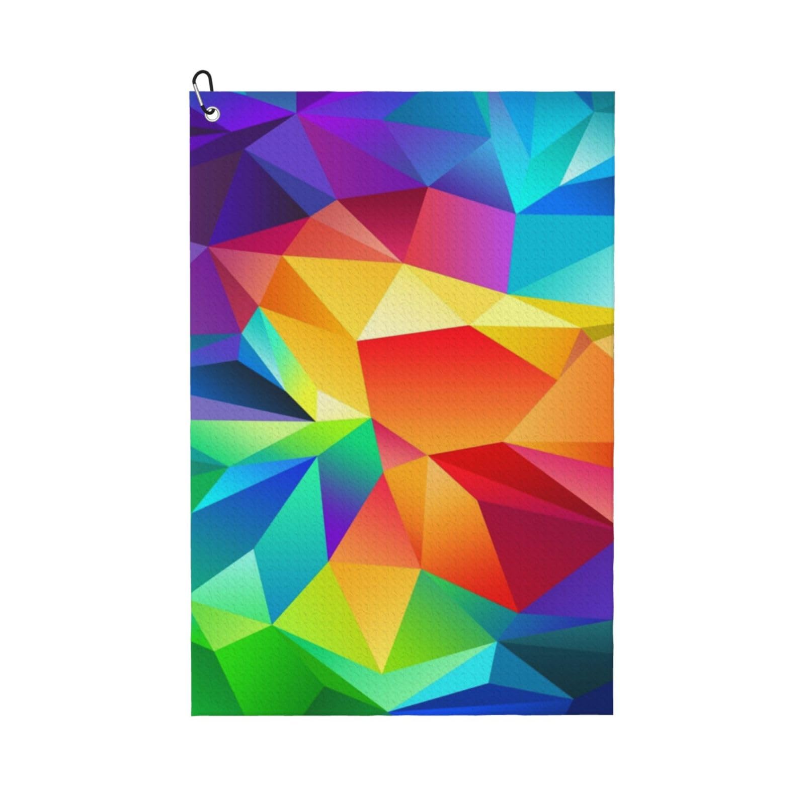 Hnnkloy Rainbow Geometric, 16x24 in Portable Waffle Golf Towels with Carabiner Clip for Golf Bag