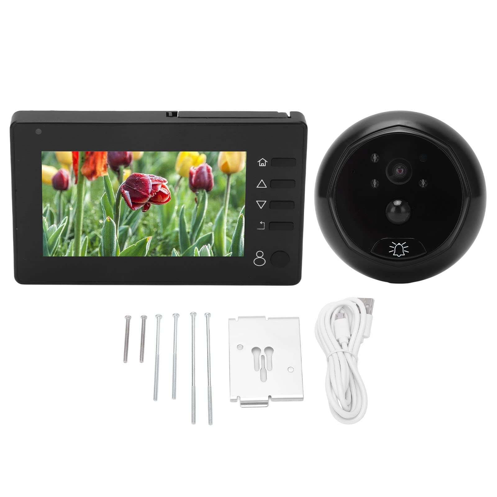 Visualizzatore Spioncino Digitale, Sensore CMOS con Schermo LCD TFT da 720P 4,3 Pollici Full HD da 1 MP con Telecamera per Campanello Video, Rilevamento Del Movimento per La Casa