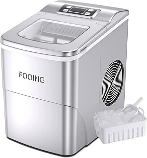 Ice Maker Machine FOOING Ice Cube Makers Ready in 6 Mins 9 Bullet Cubes, 2L Tank Ice Maker Machine Counter Top with LED Display, Self Clean, Make 15kg 24 Hrs Ice Machines for Home/Kitchen/Bar, Silver