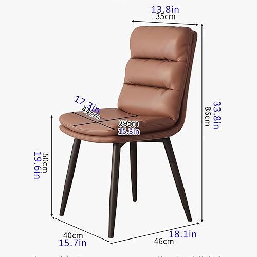 Miniatura 3 de JKGHK Dining Chairs, Leather Room Chairs, Kitchen Chair with Comfortable Back and Metal Legs, Comfy Armless Side Chair, for Bedrooms, Restaurant,