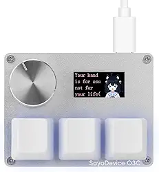 Sayo Device O3C Teclado para jogos personalizado, teclado de gatilho rápido, interruptores magnéticos com botão e tela, plug-and-play, copiar colar, branco