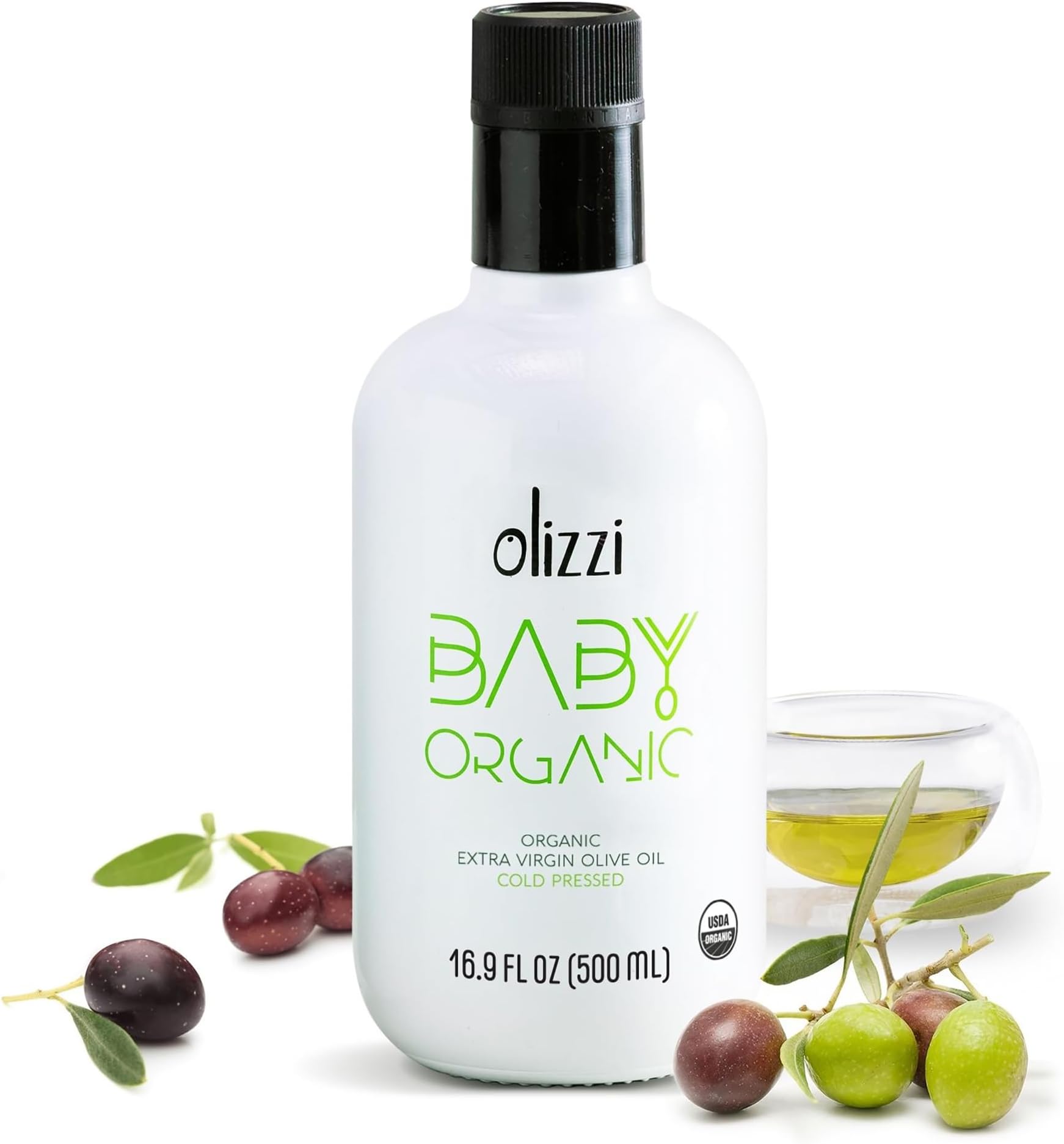 - Olive Oil for Baby Food - Olizzi Baby Organic Extra Virgin Olive Oil, Cold Pressed, USDA Organic, Kosher, Delicious, Smooth, Award Winning, Polyphenol Rich, 16.9 FL OZ (500 ML)