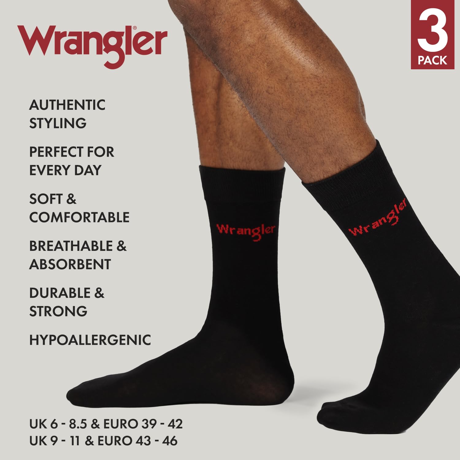 WRANGLER Skarpety męskie COULL - 3PK czarne, Czarny, 37-42 EU