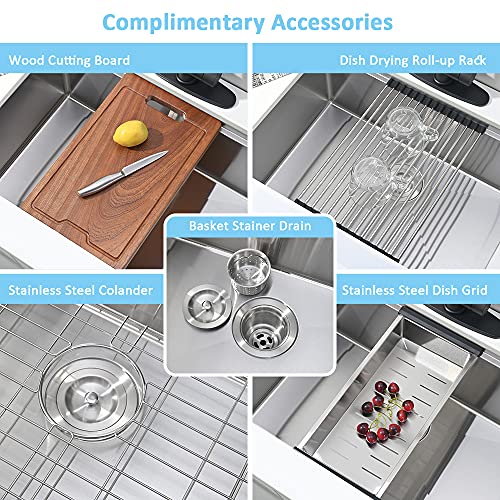 30 Inch Undermount Kitchen Sink-Bokaiya 30x19 Inch Stainless Steel Kitchen Sink Undermount Ledge Workstation 16 Gauge Round Corners Under Counter Single Bowl Kitchen Sinks with Cutting Board by Bokaiya - Used condition - Image 9