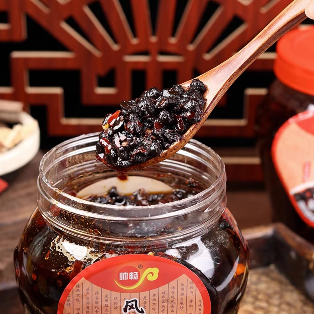 DAMAICHUHAI 16oz (450g) Fermented Black Bean Chili Paste Sauce – Spicy Douchi, Sichuan Hot Bean Sauce, Versatile Chinese Cooking Condiment for Stir Fry, Dipping, and Marinating