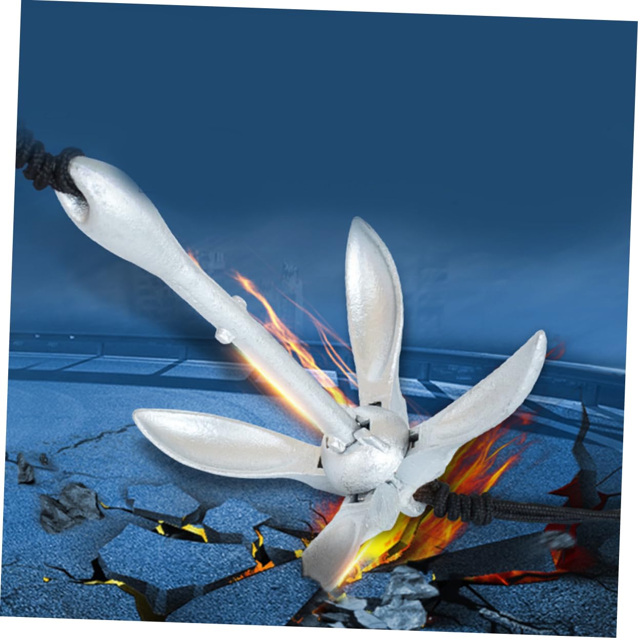 Abaodam 3pcs Inflatable Boat Anchor 1.5kg Folding Marine Anchor Galvanized Steel Ideal for Fishing